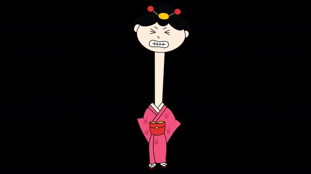 くやしがるろくろ首（背景透過）のアニメーション動画