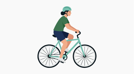 Fototapeta premium Illustration of a person riding a bicycle recreationally, clean vector design, simple composition, isolated on a white background.