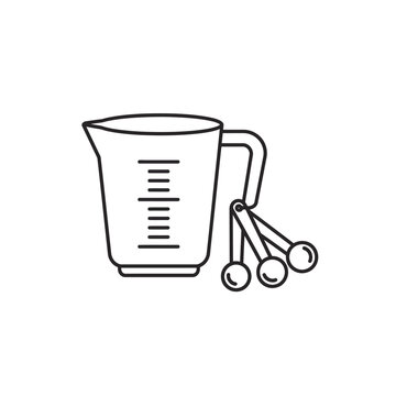 Measuring Cup and Spoons Line Art Illustration.
