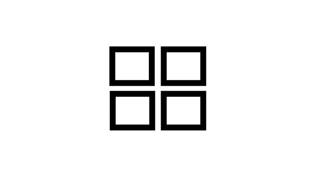 Minimalist four-square grid animation, simple geometric shape motion for ui layout geometry