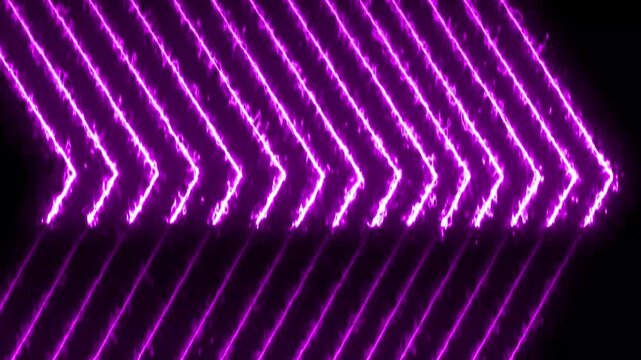 Neon purple glowing arrows moving forward, abstract digital motion background, futuristic directional flow