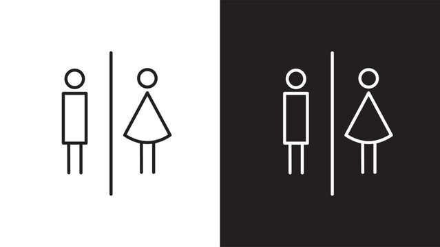Lavatory Symbol.Minimalist Toilet Sign..Gender Symbol.Unisex Toilet Symbol.Simple Restroom Sign.