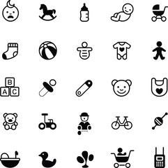 Fototapeta premium Collection of black and white baby and child related 
