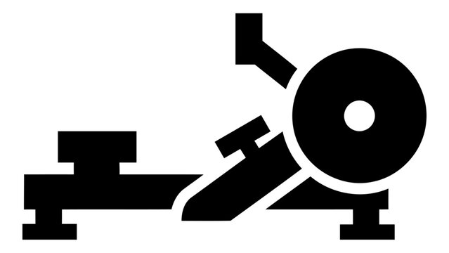 Black silhouette icon of a lathe machine, a fundamental tool for woodworking and metalworking, used for turning operatio