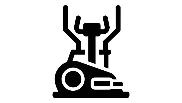 Black silhouette of an elliptical machine, a popular piece of cardio equipment for home gyms and fitness centers.