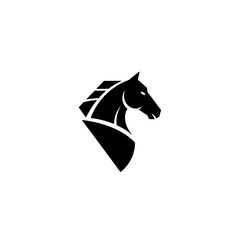 Fototapeta premium Black Horse Head Silhouette Logo Design, Minimalist Equestrian Symbol