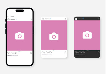 Post feed frame mockup with smartphone phone mock up template design, social media carousel post template, mobile app © Hamza