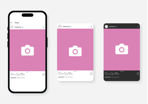 Post feed frame mockup with smartphone phone mock up template design, social media carousel post template, mobile app