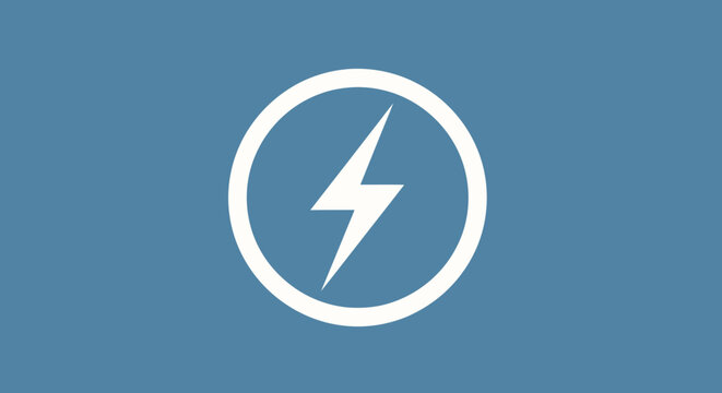 Minimalist white lightning bolt icon inside a circle on a blue background.