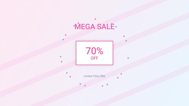 Minimalist pink pastel mega sale banner with seventy percent discount