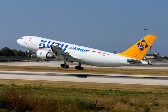 Luqa, Malta - June 6, 2005: Kuzu Airlines Cargo Airbus A300B4-203(F) (REG: TC-ABK) taking off runway 32.