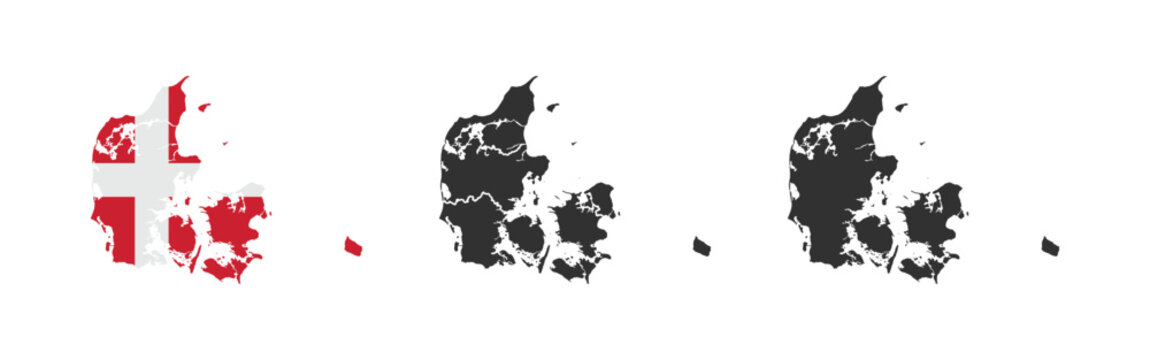 Denmark map. Geography border country. Editable stroke.