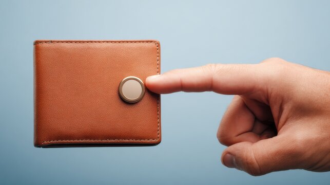 Hand holding a wallet representing a conceptual wallet gate icon for financial transactions and digital payment activation
