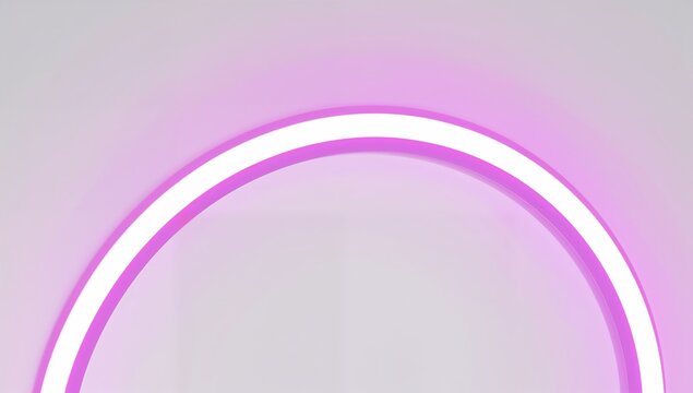 Neon Light Arc with Purple and Pink Glow on White Background