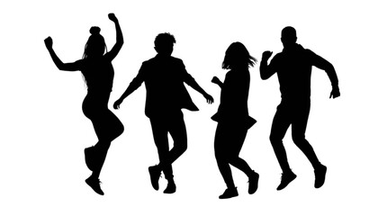 Fototapeta premium Silhouette people dancing together joyfully isolated on transparent background, Vector