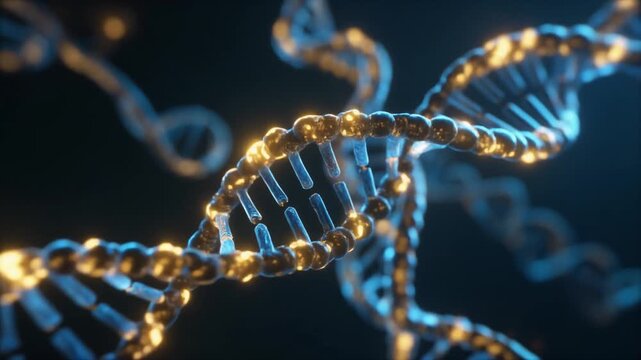 Golden DNA Helix Jewelry Design on a Dark Background