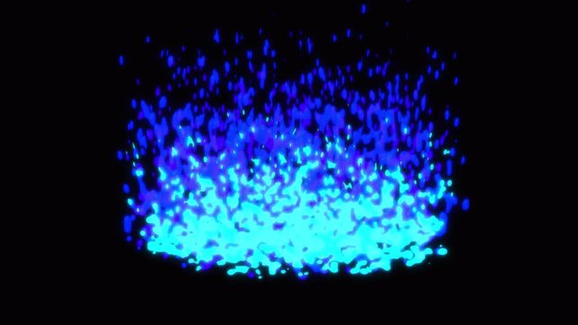 Seamless loop of animated 2D blue fire with glowing flames and particles on alpha channel. Ideal for fantasy, gaming, motion graphics, and VFX.