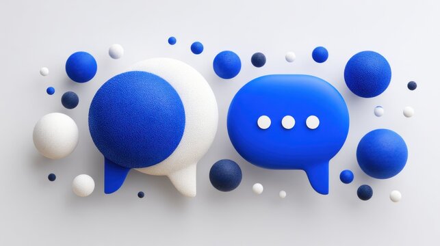 Striking blue and white speech bubble illustrating communication with emphasis on modern digital interaction
