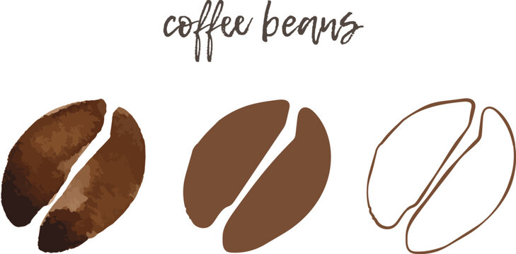 コーヒー豆の水彩画のイラスト素材