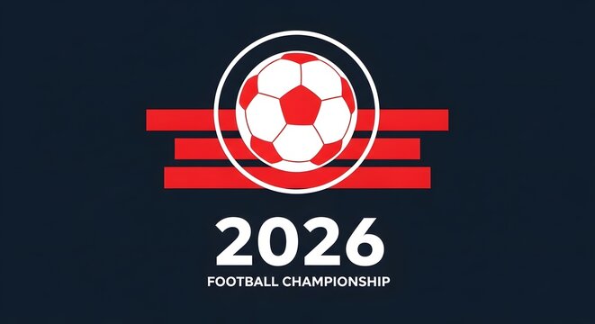 2026 football championship logo soccer ball graphic with red stripes and year designation