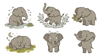 Obraz premium Cute Cartoon Elephant Illustrations 1.