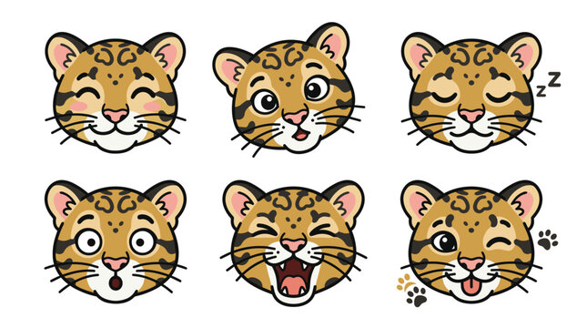 Cartoon tiger face emoticons.