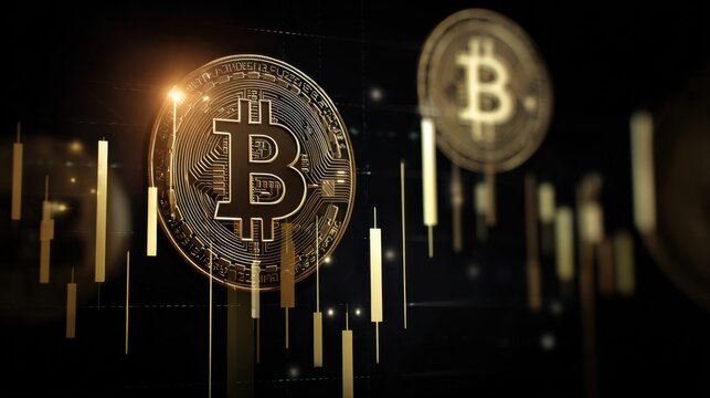 Bitcoin displayed in a digital environment for crypto equity stress test panel icon concept simulation