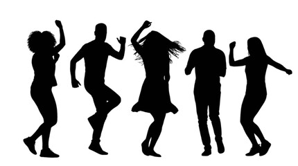 Fototapeta premium Silhouette people dancing together joyfully isolated on transparent background, Vector
