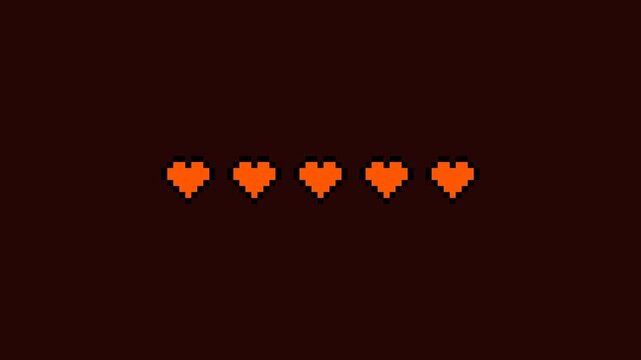 Pixel art heart loading bar animation for retro video games