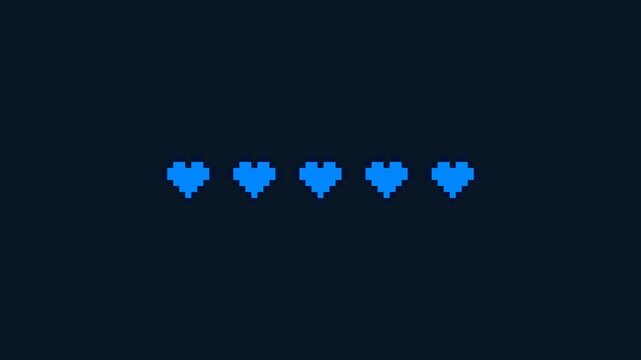 Pixel art heart loading bar animation with blue progress