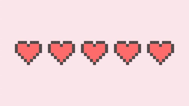 Pixel art heart progress bar animation filling with love