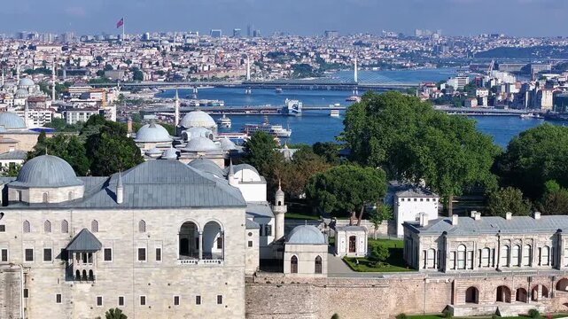 Topkapi Palace (Topkapi Sarayı) Drone Video, Emin&ouml;n&uuml; Fatih, Istanbul Turkiye (Turkey)

