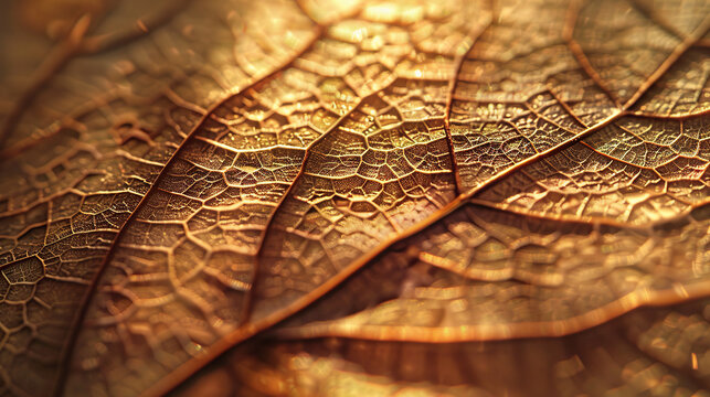 Dried brown leaf vein structure macro backlight