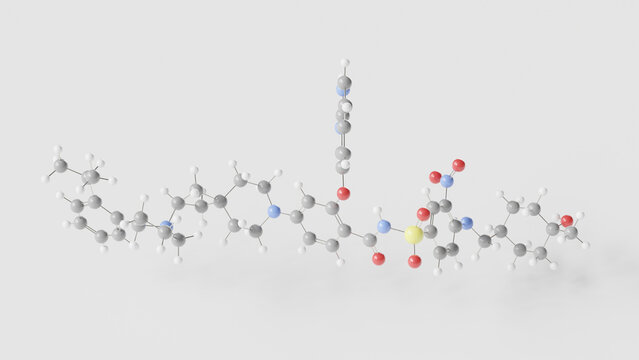 sonrotoclax molecule 3d, molecular structure, ball and stick model, structural chemical formula antineoplastic agent