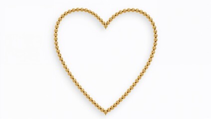 Fototapeta premium Elegant Heart Shape Made with Gold Beaded Chain on White Background