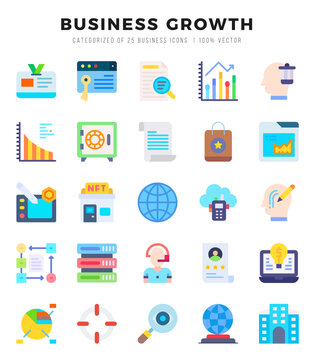 Vector Business Growth types icon set in Flat style. vector illustration.