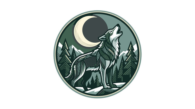 Wolf howling at the moon.