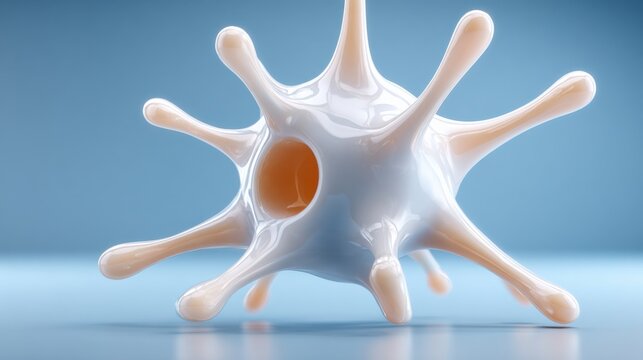 Unique image of a white and orange virus representing the neural loyalty network concept mapped through viral interaction