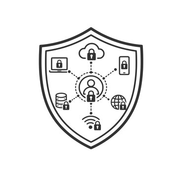 Zero Trust Security Shield Network Protection Icon Vector Illustration