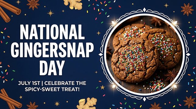 National gingersnap day july 1st celebration with spiced cookies and sprinkles