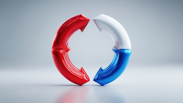 Red and blue icon representing hyperpersonal token loop concept for engagement and customization in commerce