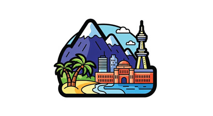 Obraz premium Colorful illustration of a beach scene.