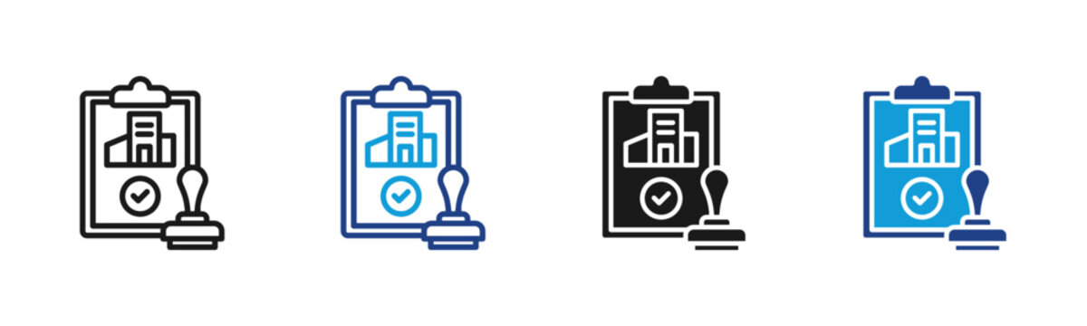 Building Permit Web icon with multiple style collection