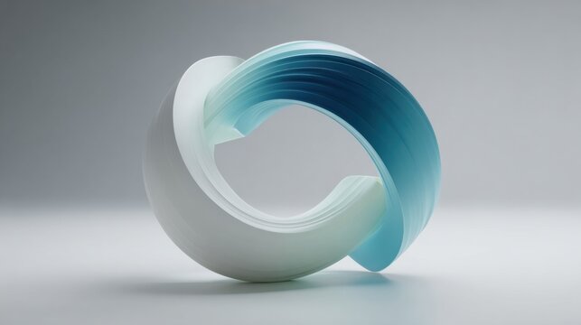 Abstract white and blue object forming a unique shape against a neutral background evoking a sense of curiosity