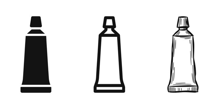 Tube icon set for toothpaste cream or paint packaging symbols