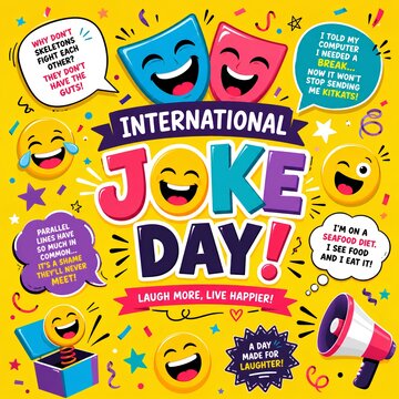 Funny International Joke Day greeting design - ai generative
