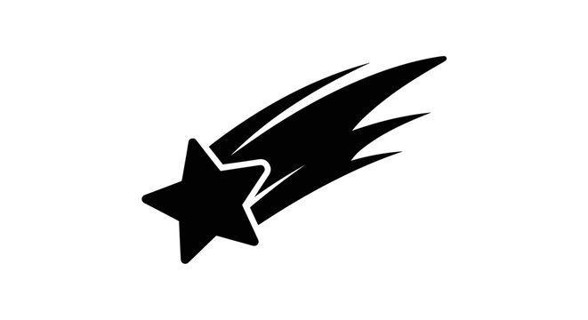 Black star shooting icon symbol.