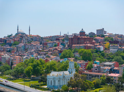 Bulgarian St.Stephen Church ( Iron Church ) Demir Kilise Drone Photo, Sveti Stephen Church Balat, Fatih Istanbul Turkiye (Turkey)