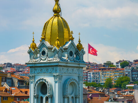 Bulgarian St.Stephen Church ( Iron Church ) Demir Kilise Drone Photo, Sveti Stephen Church Balat, Fatih Istanbul Turkiye (Turkey)