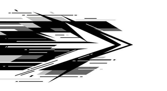 Abstract dynamic arrow shape with motion blur and sharp geometric lines.